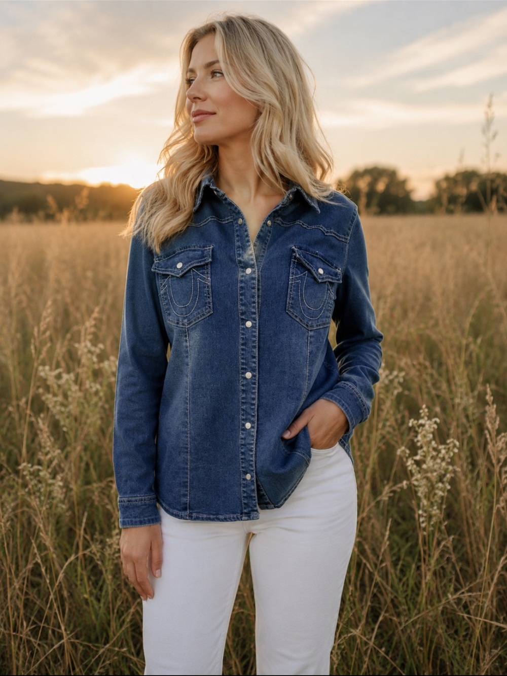 True Religion Denim Pearl Snap Western Shirt